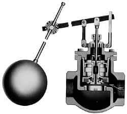 Made in USA - 2" Pipe, Cast Iron, Globe Pattern-Single Seat, Automatic Float Valve - 50 psi, NPTF End Connections - Exact Industrial Supply