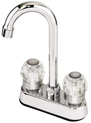 Value Collection - Deck Plate Mount, Bar and Hospitality Faucet with Spray - Two Handle, Knob Handle, High Arc Spout - Exact Industrial Supply