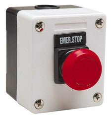 ACI - 1 Operator, Mushroom Head Control Station - Emergency Stop (Legend), Momentary Switch, NO/NC Contact - Exact Industrial Supply