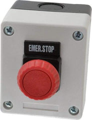 ACI - 1 Operator, Mushroom Head Control Station - Emergency Stop (Legend), (2) Maintained Switch, NO/NC Contact - Exact Industrial Supply
