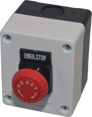 ACI - 1 Operator, Mushroom Head Control Station - Emergency Stop (Legend), Turn to Release Switch, NO/NC Contact - Exact Industrial Supply