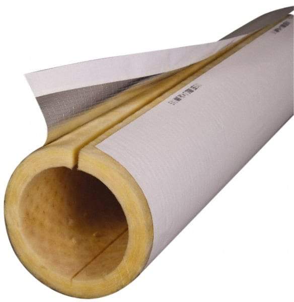 Made in USA - 1-1/2" Thick x 2" Pipe x 3' Long, Fiberglass Rigid Pipe Insulation - 850°F - Exact Industrial Supply