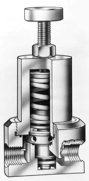 Simtech - 1/4" Inlet, Thermoplastic Relief Valve - 125 Max psi, PVC & EPDM - Exact Industrial Supply