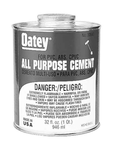 Oatey - 1 Gal All-Purpose Medium Bodied Cement - Clear, Use with ABS, PVC & CPVC up to 6" Diam - Exact Industrial Supply