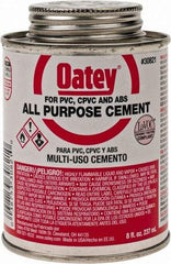 Oatey - 8 oz All-Purpose Medium Bodied Cement - Clear, Use with ABS, PVC & CPVC up to 6" Diam - Exact Industrial Supply