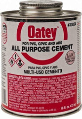 Oatey - 16 oz All-Purpose Medium Bodied Cement - Clear, Use with ABS, PVC & CPVC up to 6" Diam - Exact Industrial Supply