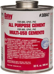 Oatey - 32 oz All-Purpose Medium Bodied Cement - Clear, Use with ABS, PVC & CPVC up to 6" Diam - Exact Industrial Supply