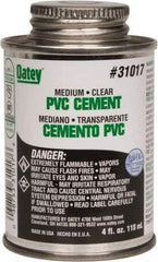 Oatey - 4 oz Medium Bodied Cement - Clear, Use with PVC up to 6" Diam - Exact Industrial Supply