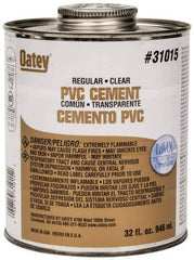 Oatey - 32 oz Regular Bodied Cement - Clear, Use with Schedule 40 PVC up to 4" Diam & Schedule 80 PVC up to 2" Diam - Exact Industrial Supply