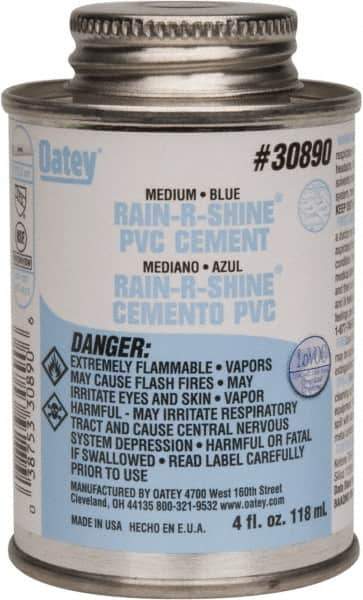 Oatey - 4 oz Medium Bodied Cement - Blue, Use with PVC up to 6" Diam - Exact Industrial Supply