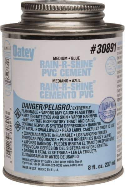 Oatey - 8 oz Medium Bodied Cement - Blue, Use with PVC up to 6" Diam - Exact Industrial Supply