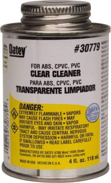 Oatey - 4 oz All-Purpose Cleaner - Clear, Use with ABS, PVC & CPVC For All Diameters - Exact Industrial Supply