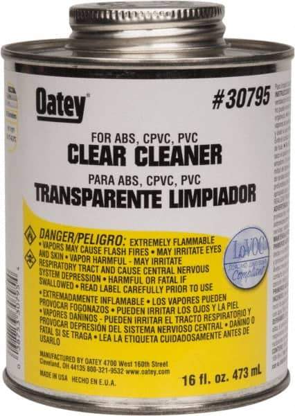 Oatey - 16 oz All-Purpose Cleaner - Clear, Use with ABS, PVC & CPVC For All Diameters - Exact Industrial Supply