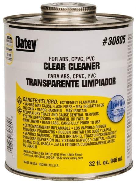 Oatey - 32 oz All-Purpose Cleaner - Clear, Use with ABS, PVC & CPVC For All Diameters - Exact Industrial Supply