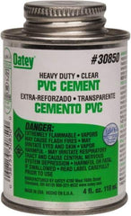Oatey - 4 oz Heavy Duty Cement - Clear, Use with PVC up to 12" Diam - Exact Industrial Supply
