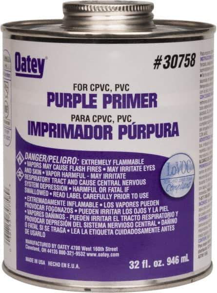 Oatey - 32 oz All Purpose Primer/Cleaner - Purple, Use with PVC & CPVC - Exact Industrial Supply