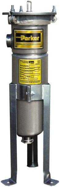 Parker - 2 Inch, Stainless Steel, Bag Filter Housing - FNPT End Connection, 160 GPM Max Flow - Exact Industrial Supply