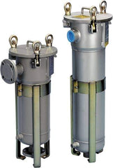 Parker - 2 Inch Pipe, FNPT End Connections, 10 Inch Long Cartridge, 53.13 Inch Long, Cartridge Filter Housing with Pressure Relief - 18 Cartridges, 90 Max GPM Flow Rate, 150 psi Max Working Pressure - Exact Industrial Supply