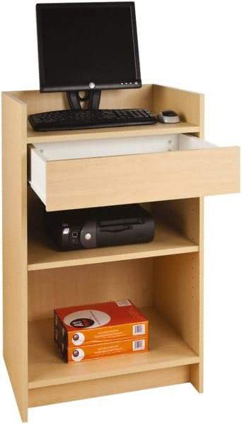 ECONOCO - 1 Shelf, Closed Shelving Register Stand - 24 Inch Wide x 24 Inch Deep x 38 Inch High, Maple - Exact Industrial Supply