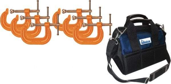 Gibraltar - 6" Max Opening Capacity, Deep Throat Standard C-Clamp Set - 6,600 Lb Load Capacity - Exact Industrial Supply