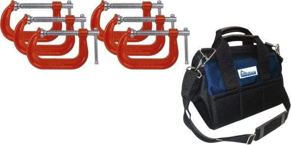 Gibraltar - 8" Max Opening Capacity, Deep Throat Standard C-Clamp Set - 6,900 Lb Load Capacity - Exact Industrial Supply