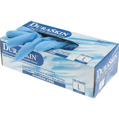 Disposable Gloves: 6 mil, Nitrile, Powdered Blue, Textured Fingertips, FDA Approved