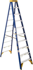 Werner - 10 Steps, 10' High, Type IAA Rating, Fiberglass Step Ladder - 375 Lb Load Capacity, 30-3/8" Base Width - Exact Industrial Supply