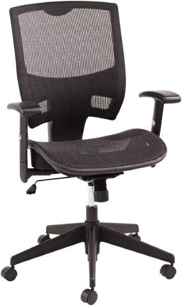 ALERA - 43-3/4" High Mid Back Chair - 25-3/8" Wide x 24" Deep, Mesh Seat, Black - Exact Industrial Supply