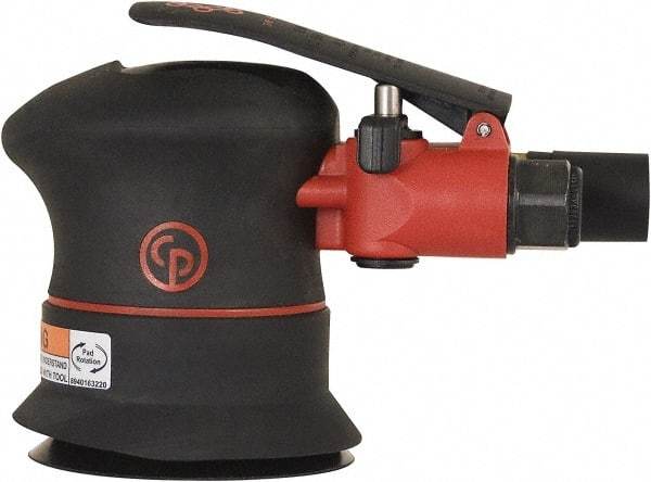 Chicago Pneumatic - 12,000 OPM, 16 CFM Air Consumption, 90 psi Air Pressure, Palm Air Orbital Sander - Round Pad, Hook & Loop Backing, 1/4" Inlet - Exact Industrial Supply