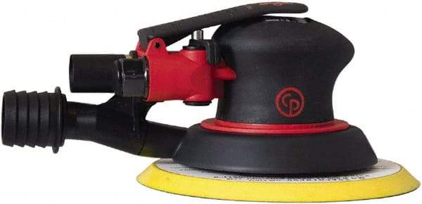 Chicago Pneumatic - 12,000 OPM, 16 CFM Air Consumption, 90 psi Air Pressure, Palm Air Orbital Sander - Round Pad, Hook & Loop Backing, 1/4" Inlet - Exact Industrial Supply