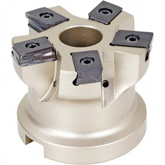 Iscar - 6 Inserts, 3" Cut Diam, 1-1/4" Arbor Diam, 0.118" Max Depth of Cut, Indexable Square-Shoulder Face Mill - 0/90° Lead Angle, 2" High, HTP LNHT 1606 Insert Compatibility, Through Coolant, Series TangPlunge - Exact Industrial Supply