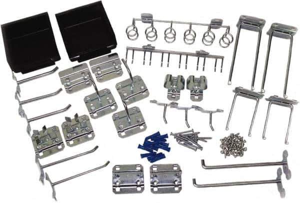 Triton - 30 Piece, Pegboard Hook Set - Zinc Alloy & Steel - Exact Industrial Supply