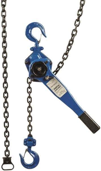 Value Collection - 3,000 Lb Lifting Capacity, 10' Lift Height, Lever Hoist - Made from Chain, 44 Lb Avg Pull to Lift Rated Load, 1 Chain - Exact Industrial Supply