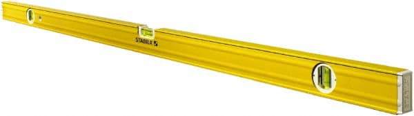 Stabila - 72" Long 3 Vial Box Beam Level - Aluminum, Yellow, 2 Plumb & 1 Level Vials - Exact Industrial Supply