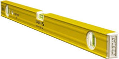 Stabila - 24" Long 3 Vial Box Beam Level - Aluminum, Yellow, 2 Plumb & 1 Level Vials - Exact Industrial Supply