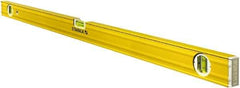 Stabila - 48" Long 3 Vial Box Beam Level - Aluminum, Yellow, 2 Plumb & 1 Level Vials - Exact Industrial Supply