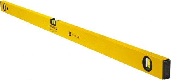 Stabila - 48" Long 3 Vial Box Beam Level - Aluminum, Yellow, 2 Plumb & 1 Level Vials - Exact Industrial Supply