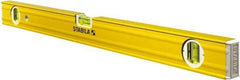 Stabila - 24" Long 3 Vial Box Beam Level - Aluminum, Yellow, 2 Plumb & 1 Level Vials - Exact Industrial Supply