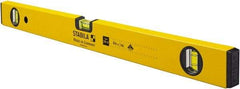 Stabila - 24" Long 3 Vial Box Beam Level - Aluminum, Yellow, 2 Plumb & 1 Level Vials - Exact Industrial Supply