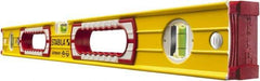 Stabila - 24" Long 3 Vial Box Beam Level - Aluminum, Yellow, 2 Plumb & 1 Level Vials - Exact Industrial Supply