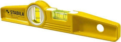 Stabila - Magnetic 10" Long 2 Vial Torpedo Level - Die Cast, Yellow, 1 Plumb & 1 Level Vial - Exact Industrial Supply