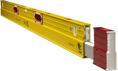 Stabila - Magnetic 72 to 120" Long 3 Vial Expandable Level - Aluminum, Yellow, 2 Plumb & 1 Level Vials - Exact Industrial Supply