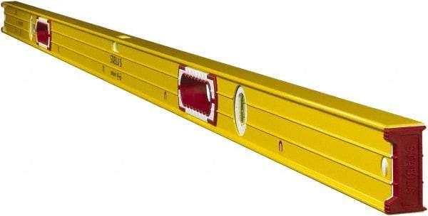 Stabila - Magnetic 78" Long 3 Vial Box Beam Level - Aluminum, Yellow, 2 Plumb & 1 Level Vials - Exact Industrial Supply