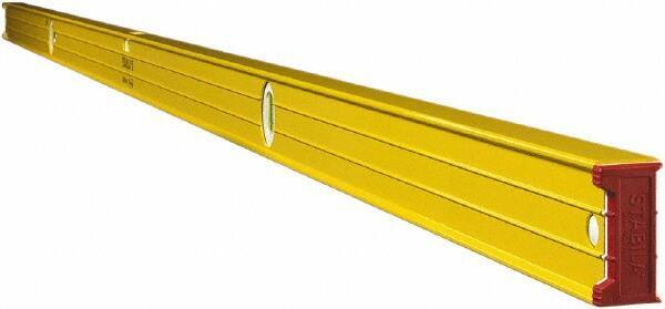 Stabila - 96" Long 3 Vial Box Beam Level - Aluminum, Yellow, 2 Plumb & 1 Level Vials - Exact Industrial Supply