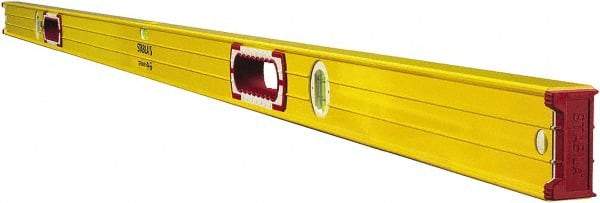 Stabila - 72" Long 3 Vial Box Beam Level - Aluminum, Yellow, 2 Plumb & 1 Level Vials - Exact Industrial Supply