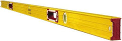 Stabila - 59" Long 3 Vial Box Beam Level - Aluminum, Yellow, 2 Plumb & 1 Level Vials - Exact Industrial Supply