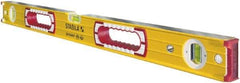 Stabila - 36" Long 3 Vial Box Beam Level - Aluminum, Yellow, 2 Plumb & 1 Level Vials - Exact Industrial Supply