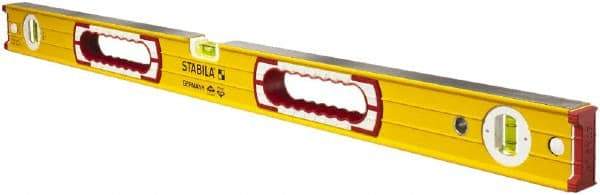 Stabila - 32" Long 3 Vial Box Beam Level - Aluminum, Yellow, 2 Plumb & 1 Level Vials - Exact Industrial Supply