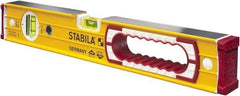 Stabila - 16" Long 2 Vial Box Beam Level - Aluminum, Yellow, 1 Plumb & 1 Level Vial - Exact Industrial Supply