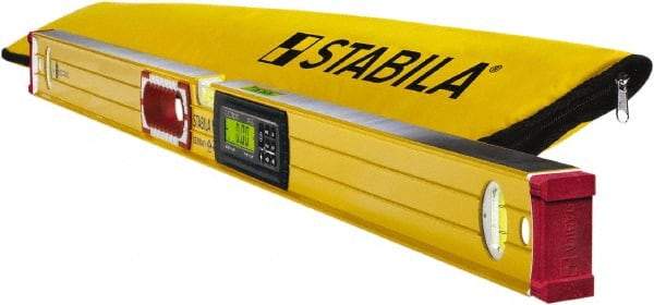 Stabila - Magnetic 48" Long 3 Vial Box Beam Level - Aluminum, Yellow, 2 Plumb & 1 Level Vials - Exact Industrial Supply